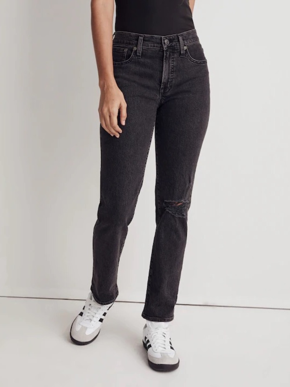 Madewell The Mid-Rise Perfect Vintage Jeans Distressed Black Size 28
